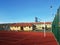 Wisniowa, Poland - 10 17, 2018: Modern basketball court in the courtyard of primary school. Multifunctional children`s playground