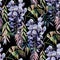 Wisteria flower. Watercolor wisteria seamless pattern.