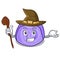 Witch blueberry roll cake mascot cartoon