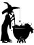 Witch Brewing a Potion in a Cauldron