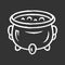 Witch cauldron chalk icon. Brew potion. Wicked witchcraft sorcery. Witch soup. Iron pot, boiler with boiling magical