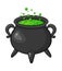 Witch cauldron poison green brew isolated on white background