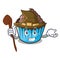 Witch chocolate cupcake mascot cartoon