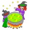 Witch cooking a magic potion in the cauldron