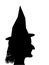Witch face profile silhouette. Halloween etc.