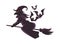 Witch flying in broom and bats flying silhouette icon