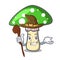 Witch green amanita mushroom mascot cartoon