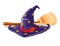 Witch hat and broomstick