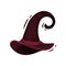 Witch hat burgundy color on white background.