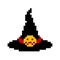 Witch hat pixels. Pixel art vector illustration