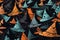 witch hats on a dark background halloween witches. Generative AI