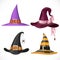 Witch hats with straps and buckles set