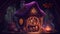 Witch House Halloween Party Decoration Dogotal Generated Magic Artwork Illustration