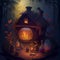 Witch House Halloween Party Decoration Dogotal Generated Magic Artwork Illustration