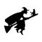 Witch magical silhouette fantasy broom.