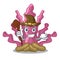 Witch pink seaweed isolated in the cartoon