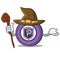 Witch Pivx coin mascot cartoon