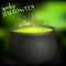 Witch s cauldron with boiling green potion for Halloween in cartoon style.