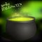Witch s cauldron with boiling green potion for Halloween in cartoon style. Vector illustration. Holiday Collection.