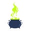 Witch s cauldron with bubbling green potion and magical steam. Halloween spooky magical brew vector illustration