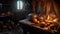 witch\\\'s kitchen, stylized room with herbs and mixes, halloween night, illustration, pictures.