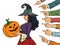 witch woman with pumpkin halloween, seasonal holiday, shame shaming bullying theme. Isolate on a white background