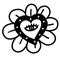 Witchcraft flower with eye. Mystery black and white vector illustration