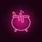 Witches cauldron with potion for illustration of magic, witchcraft neon icon. Elements of Halloween set. Simple icon for websites