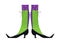 Witches leg vector. Halloween funny, scary feet boots