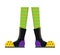 Witches leg vector. Halloween funny, scary feet boots