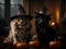 Witchy Whiskers: Halloween\\\'s Cat and Dog in Magical Harmony