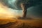 Witness the awe-inspiring power as a gigantic tornado is unleashed, emerging from a massive cloud formation, A massive twister