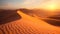 Witness the beauty of a serene sunset as the sun sets over the majestic sand dunes, Desert at sunset with shadows stretching from