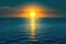 Witness the stunning sight of the sun sinking below the horizon as the day comes to a peaceful end over the vast ocean, A bright