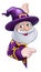 Wizard Cartoon Peeking Round Sign Pointing