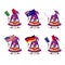 Wizard hat cartoon character bring the flags of various countries
