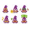 Wizard hat cartoon character with cute emoticon bring money