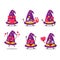 Wizard hat cartoon charactr with love cute emoticon