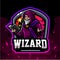 Wizard mage mascot. esport logo design