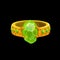 Wizard magic ring with green gemstones, jewelry