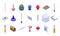 Wizard tools icons set, isometric style