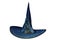 Wizard Witch hat decorated with glowing spiderwebs and pointed tip. isolated