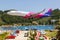 Wizzair Airbus A321neo airplane at Skiathos Airport in Greece