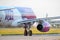 Wizzair commercial airplane takeoff from Otopeni airport in Bucharest Romania