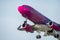 Wizzair commercial airplane takeoff from Otopeni airport in Bucharest Romania