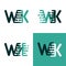 WK letters logo with accent speed green and dark green