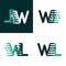 WL letters logo with accent speed green and dark green