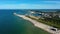 Wladyslawowo beach aerial view. Polish sea. Beautiful summer
