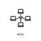 wlan icon. Trendy modern flat linear vector wlan icon on white b