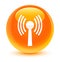 Wlan network icon glassy orange round button